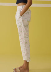 A Model Wearing Multicolor Poplin Garden Of Joy Organic Cotton Trousers , curated by Only Ethikal